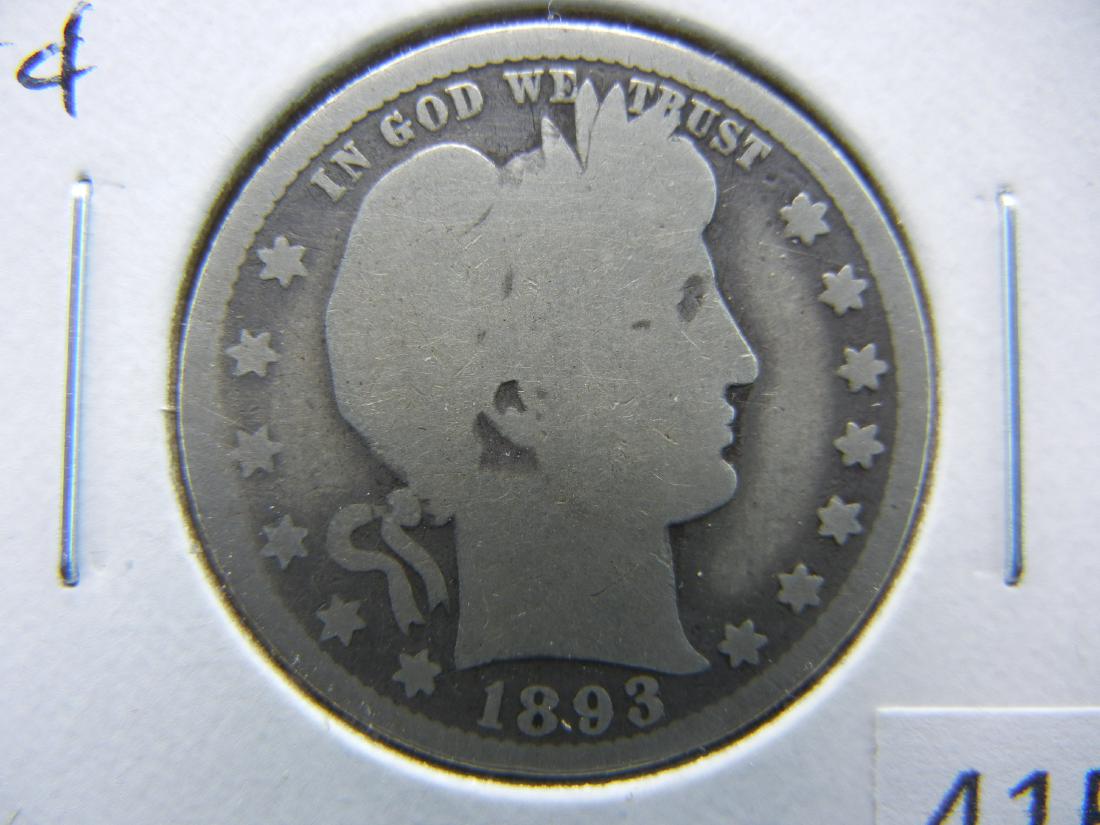 1893-O Barber Quarter Dollar .  Good. (1 of 3)