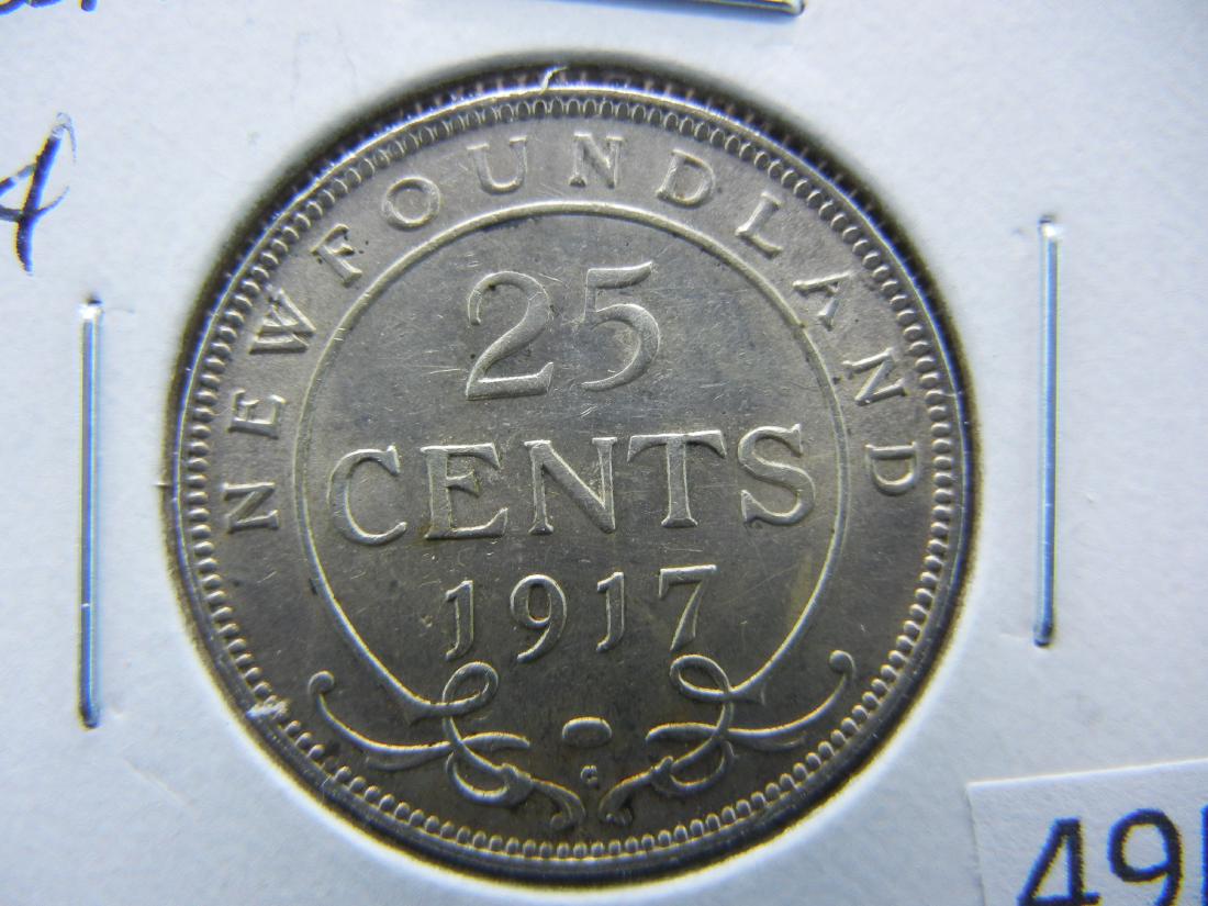 1917-C Newfoundland Quarter Dollar .  AU. (1 of 3)