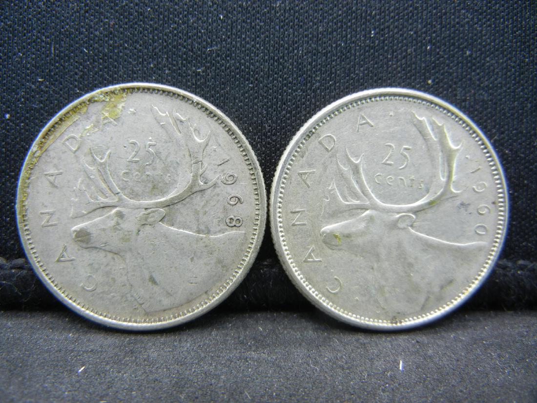1960, 1968 Canada Silver Quarters (1 of 2)