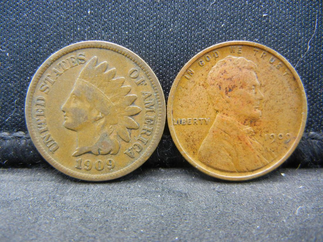 1909 Indian Cent and 1909-VDB Lincoln Cent. (1 of 2)