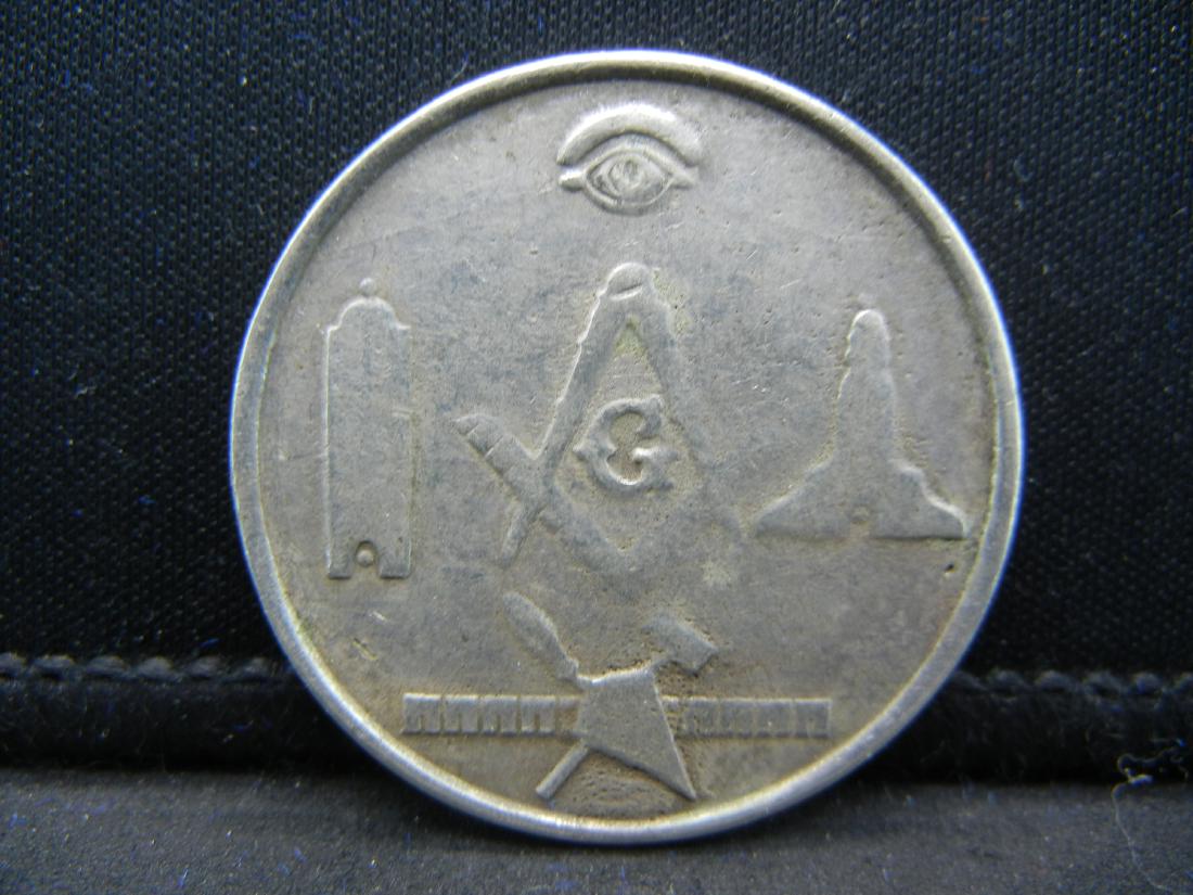 Sterling 925 Silver MASONIC Penny.  1/2 Dollar size. (1 of 2)