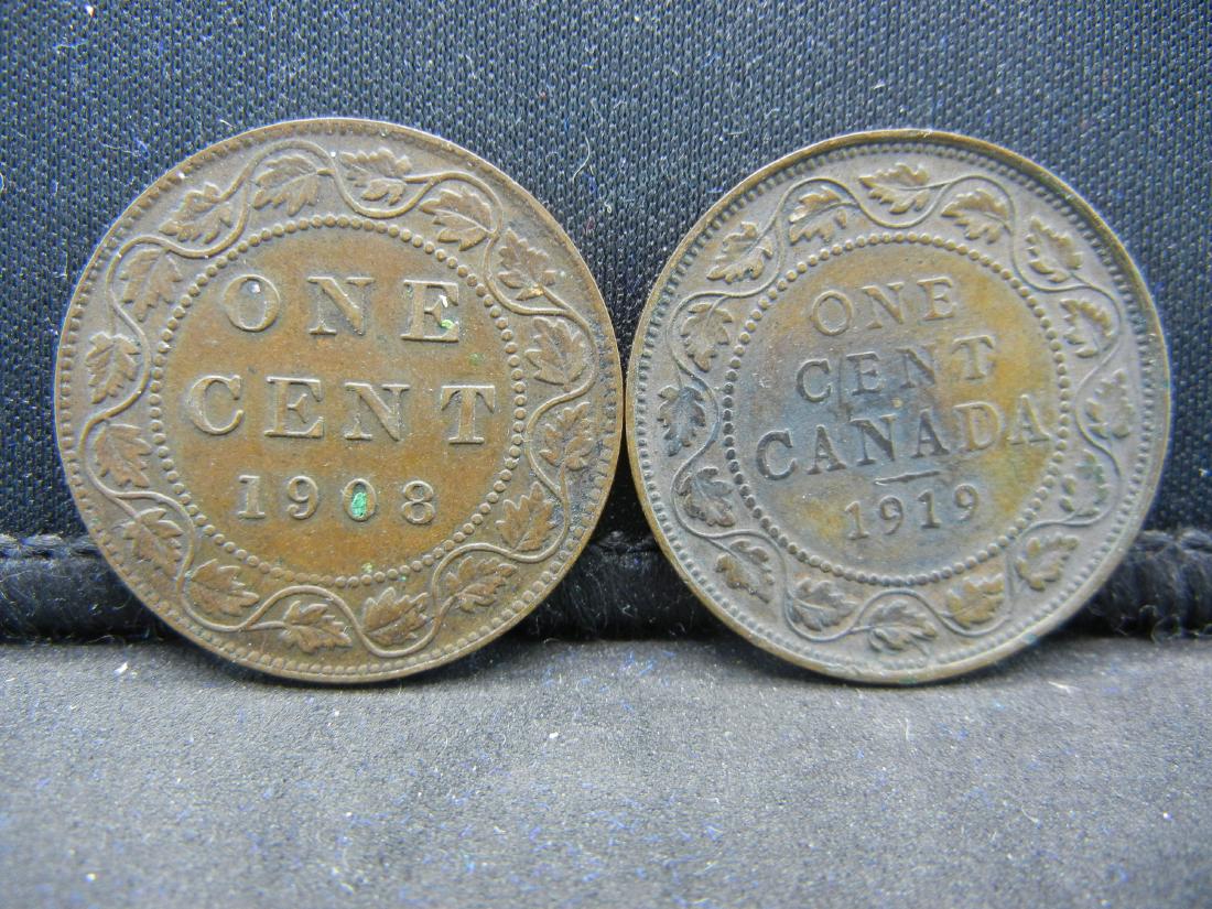 1908, 1919 Canada Large cent. VF. (1 of 2)