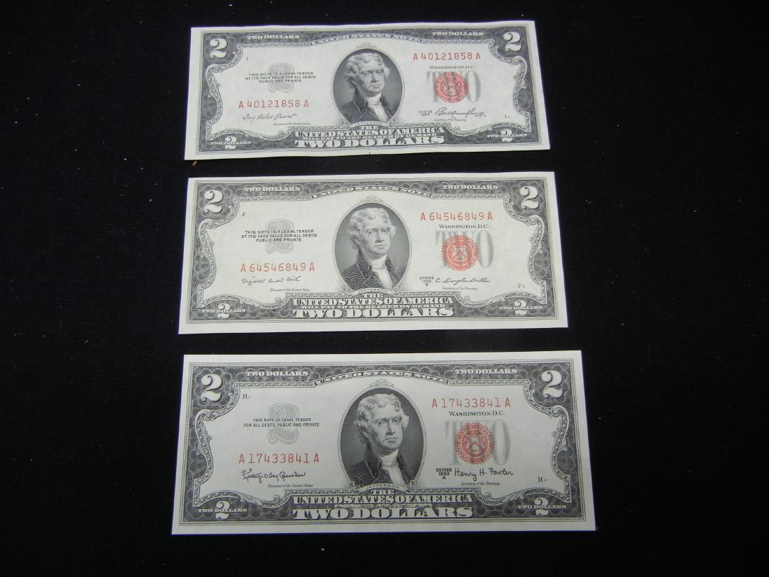 1953, 1953A, and 1953B Red Seal $2s.   All Choice to (1 of 5)