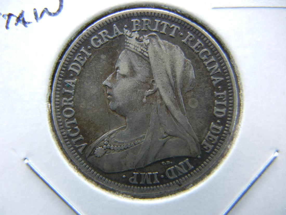 1898 Great Britain Shilling.  Nice!  Silver. (1 of 3)