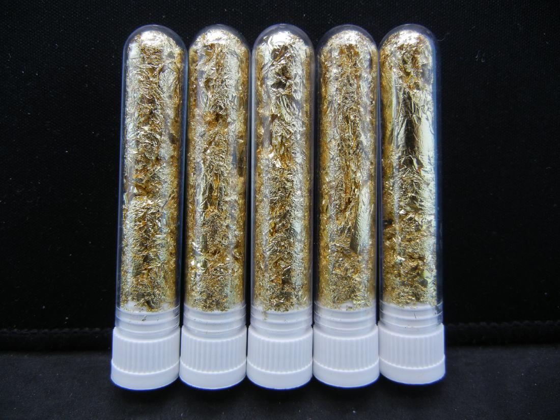 (5) Viles of 22k Gold Leaf Flakes, Can Be Sold: (5) Viles of 22k Gold Leaf Flakes, Can Be Sold Individually, Or Would Make Great Gifts!