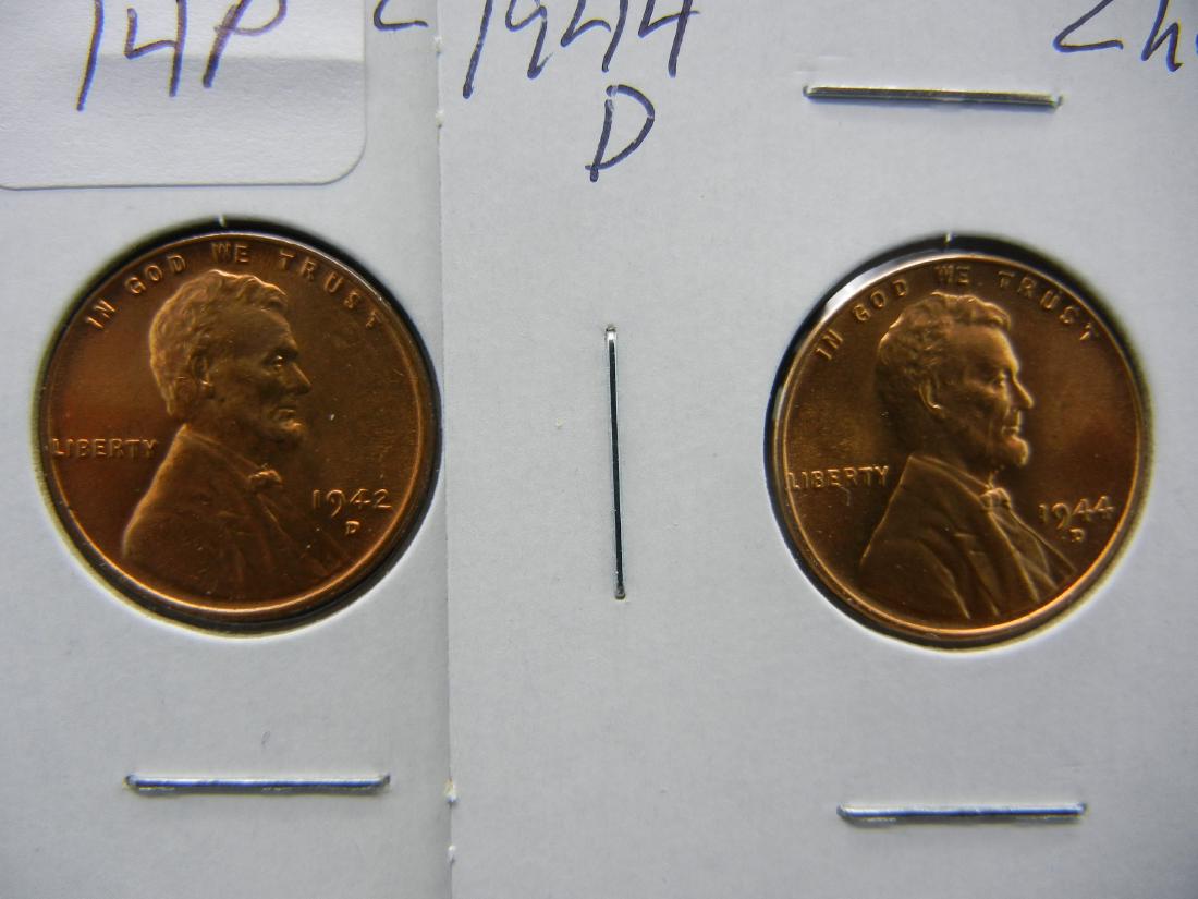 1942 D & 1944 D Choice BU Red Lincoln Cents (1 of 3)