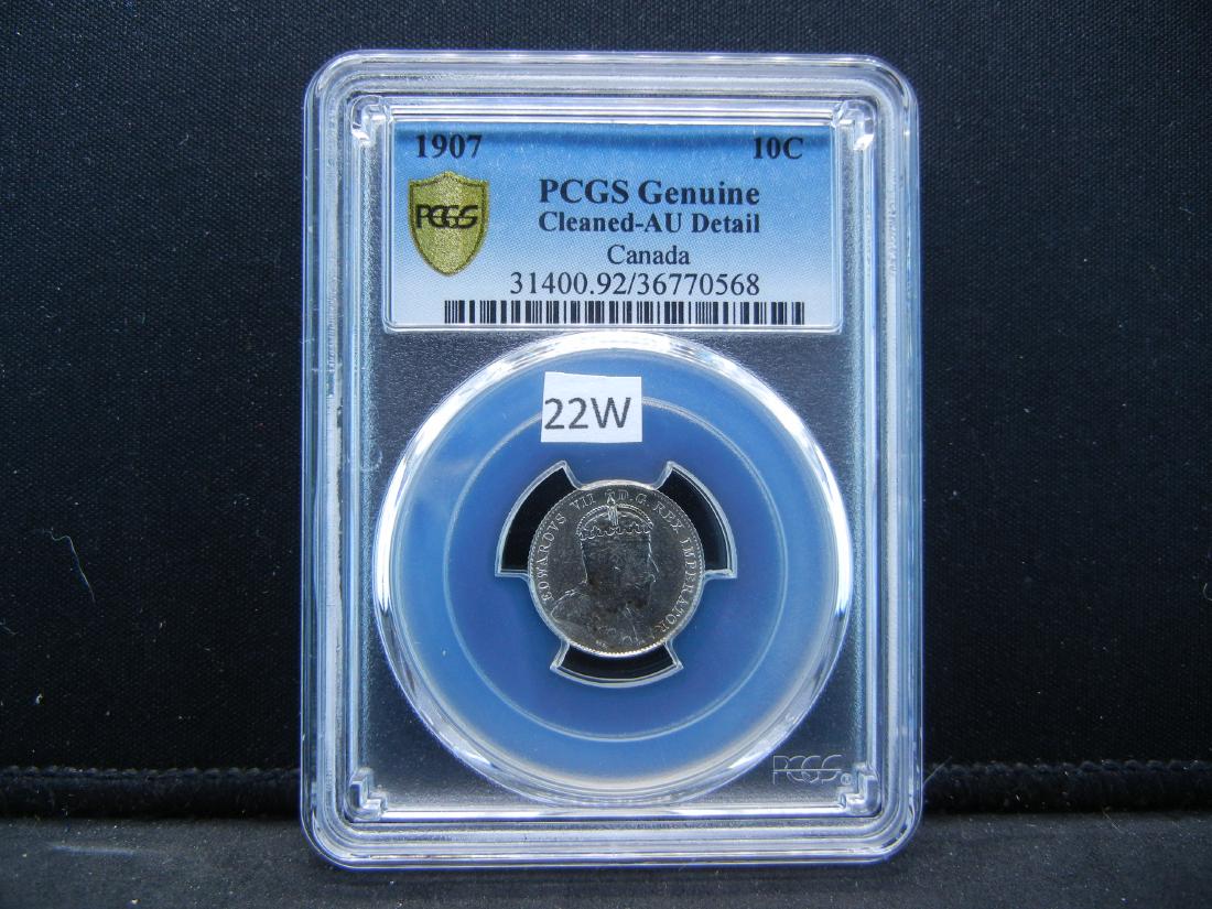 1907 Canadian Silver Dime PCGS Graded Au Details (1 of 4)