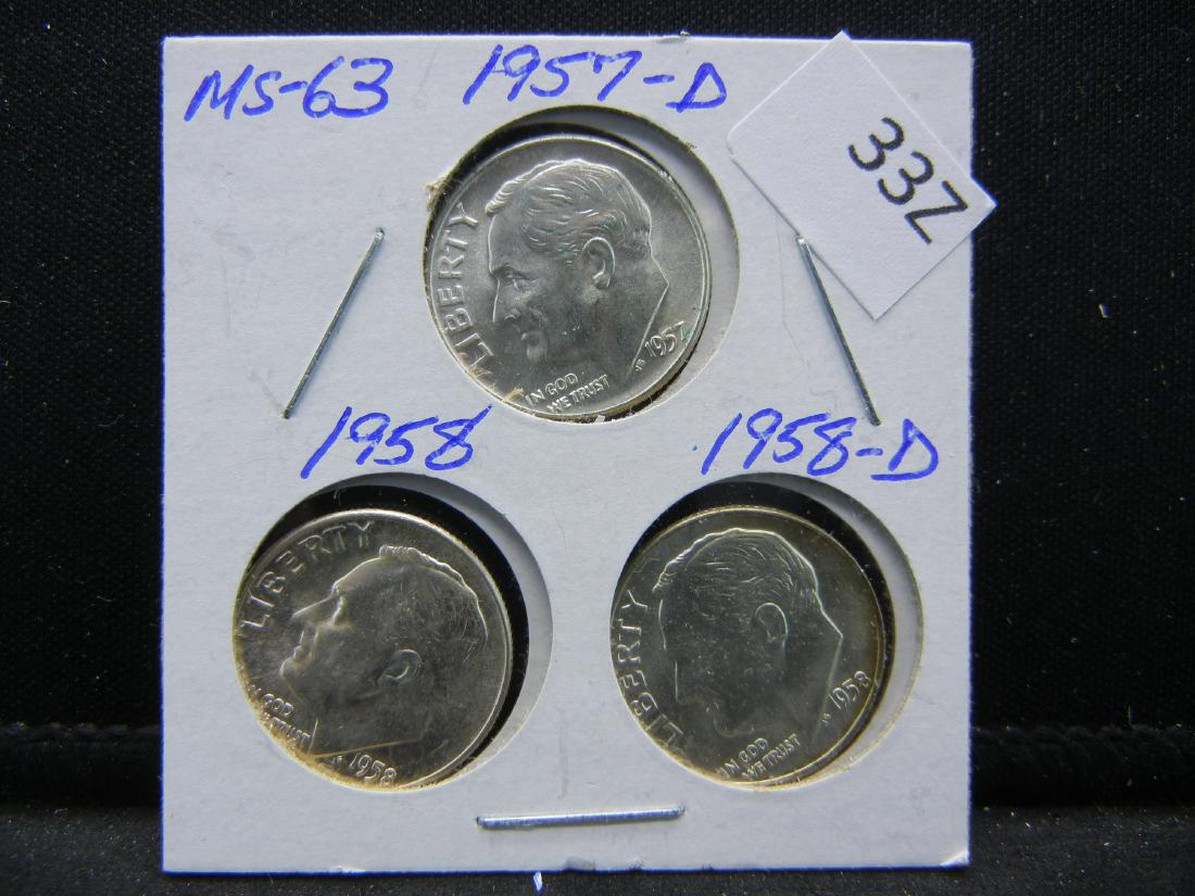1957-D, 1958, 1958-D Roosevelt Dimes: 1957-D, 1958, 1958-D Roosevelt Dimes