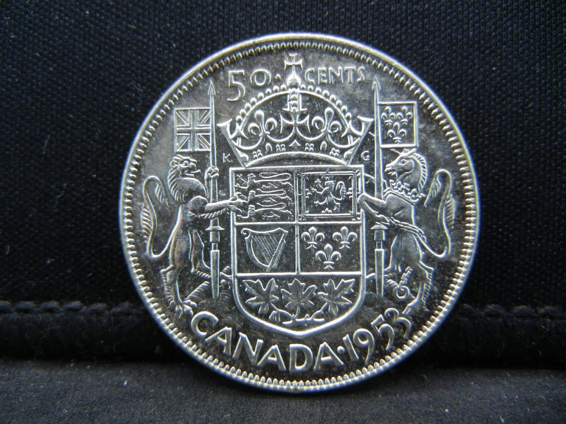 1953 Canada 50 Cents 80% Silver Half Dollar, Weighs (1 of 2)