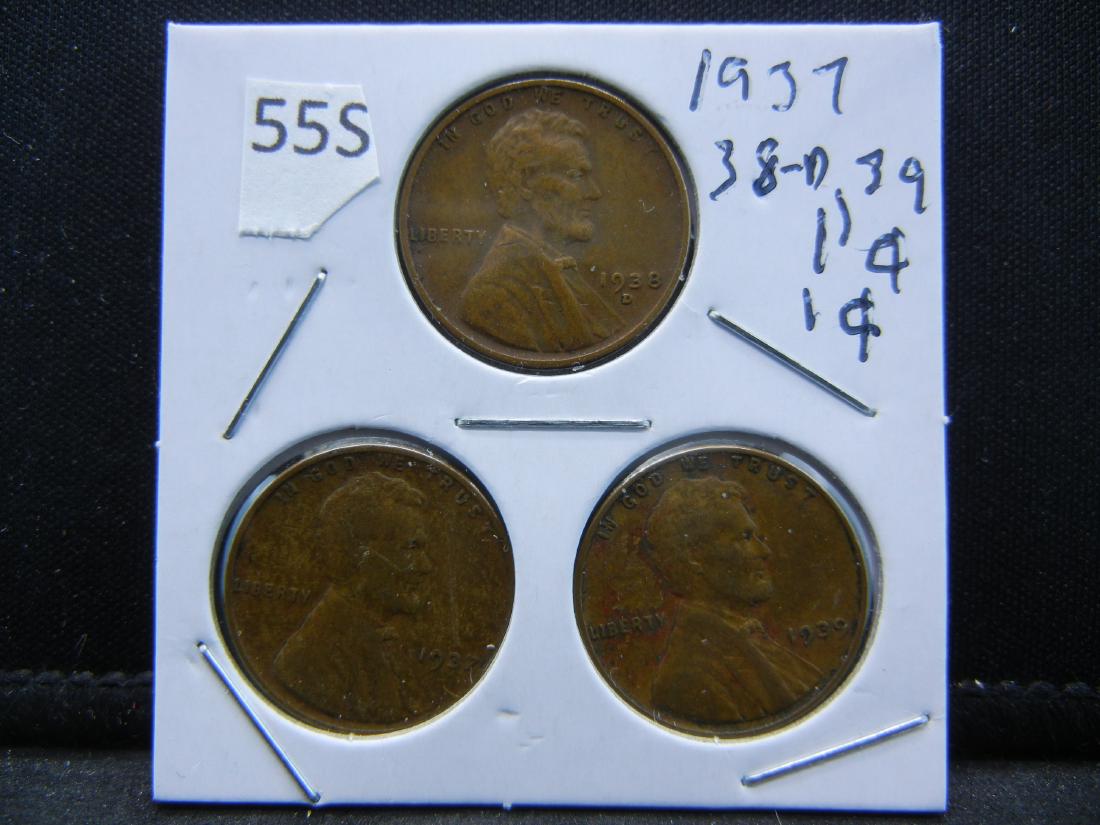 1937, 38-D, 39 Lincoln Wheat Cents (1 of 2)