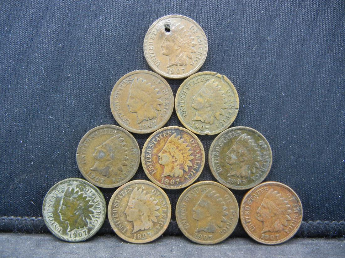 (10) Mixed Date Indian Head Cents. One IS Holed (1 of 2)
