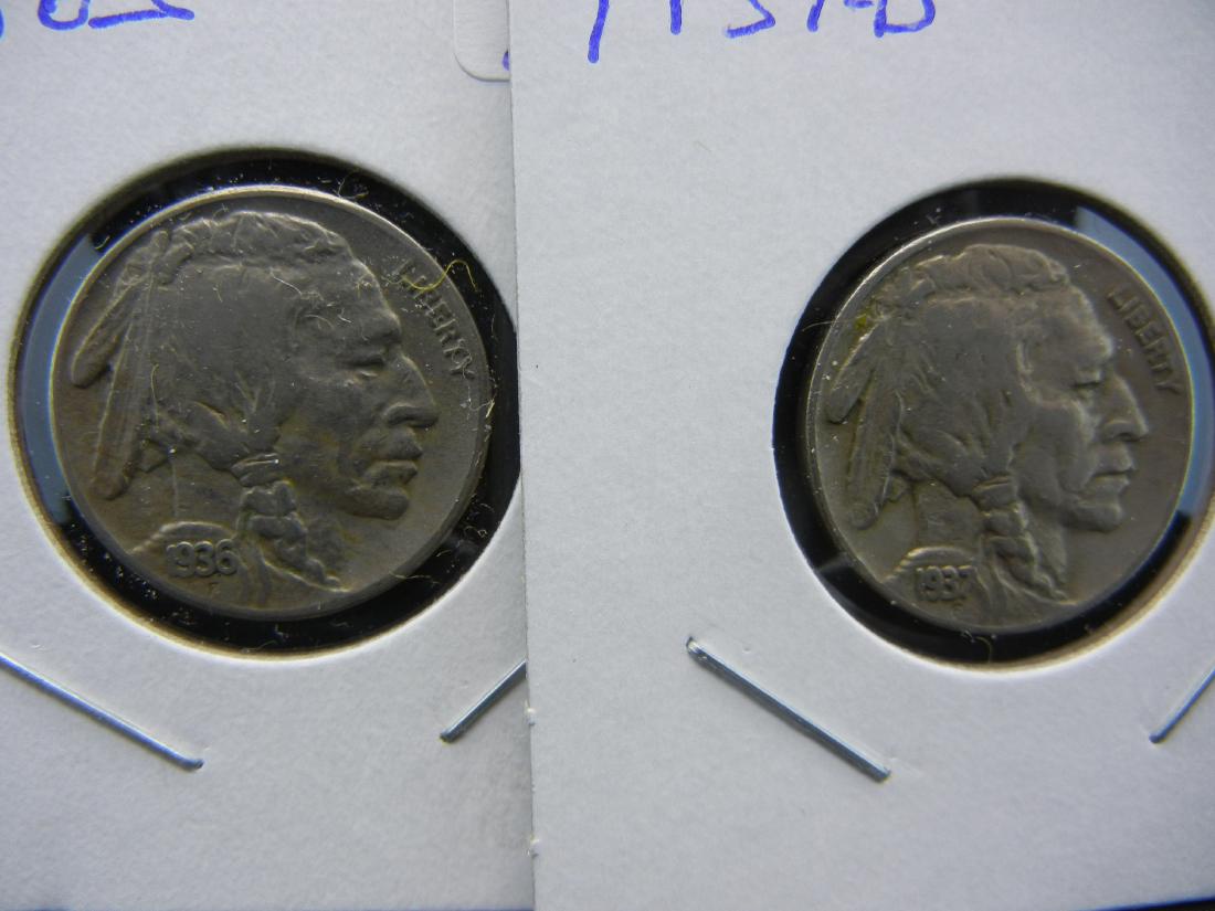 (2) Nice Very Fine Buffalo Nickels:  1936-S and 1937-D. (1 of 3)
