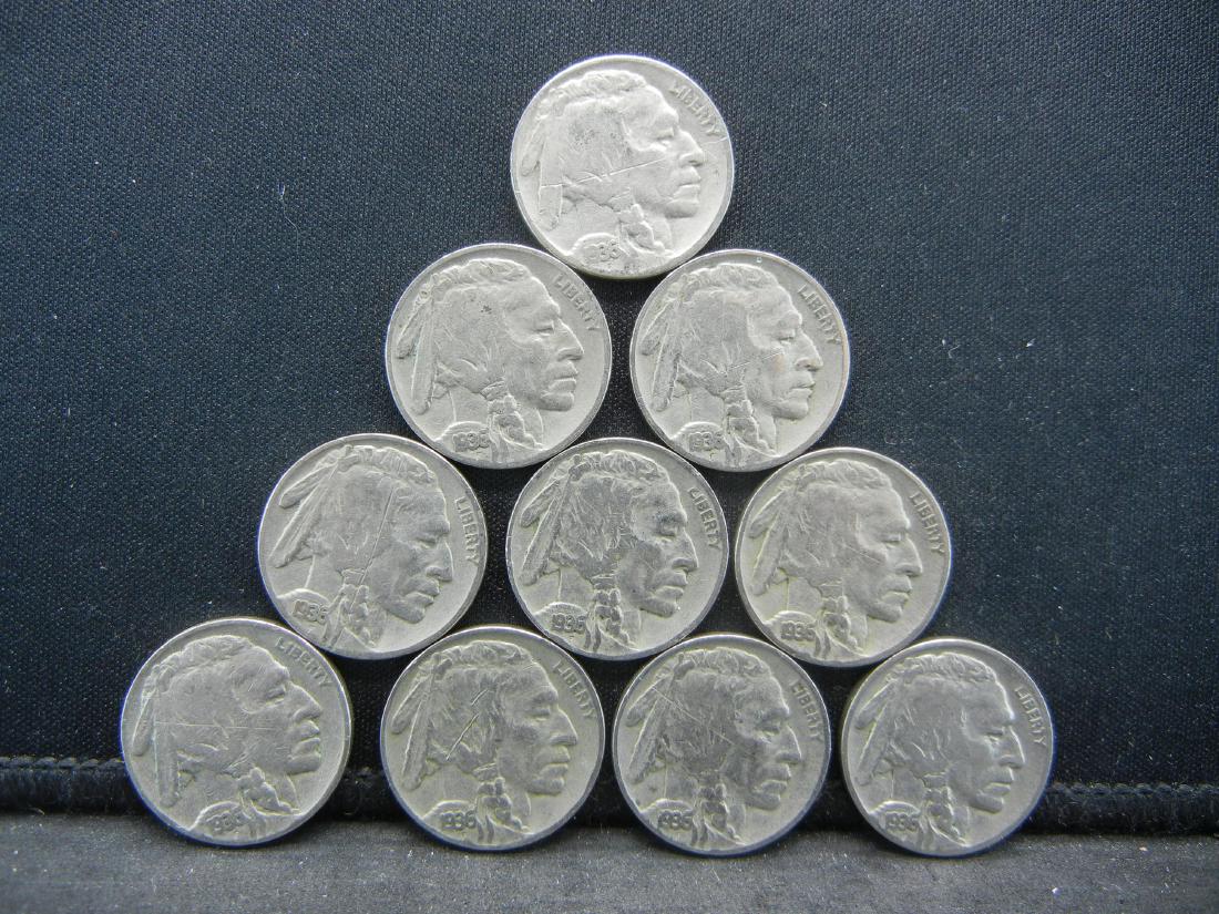 (10) 1936 BUFFALO NICKELS, NICE GRADES, BOLD DATES! (1 of 2)