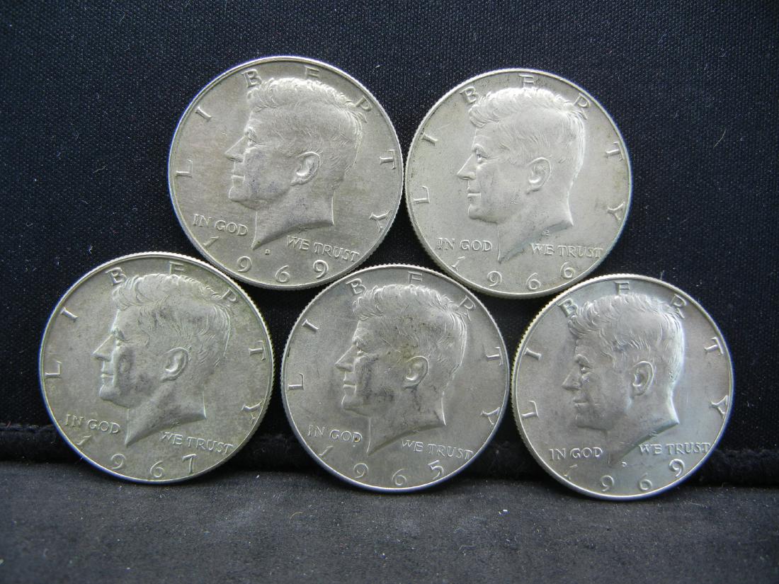 Lot of 5 40% Silver Kennedy Half Dollars (1 of 2)