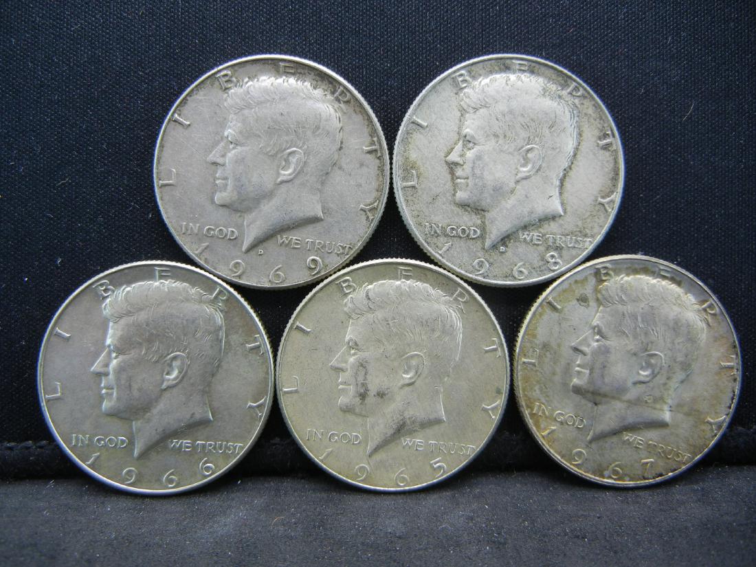 Lot of 5 40% Silver Kennedy Half Dollars (1 of 2)