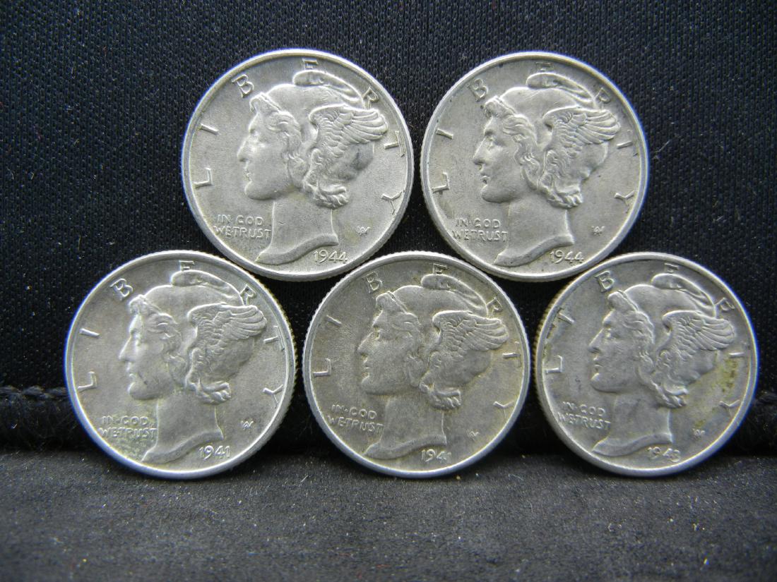 Lot of 5 Mercury Silver Dimes: Lot of 5 Mercury Silver Dimes