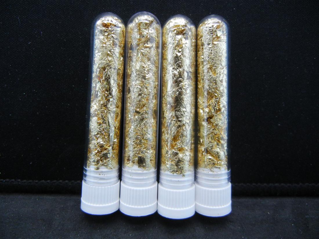 (4) Viles of 22k Gold Leaf Flakes, Can Be Sold: (4) Viles of 22k Gold Leaf Flakes, Can Be Sold Individually, Or Would Make Great Gifts!