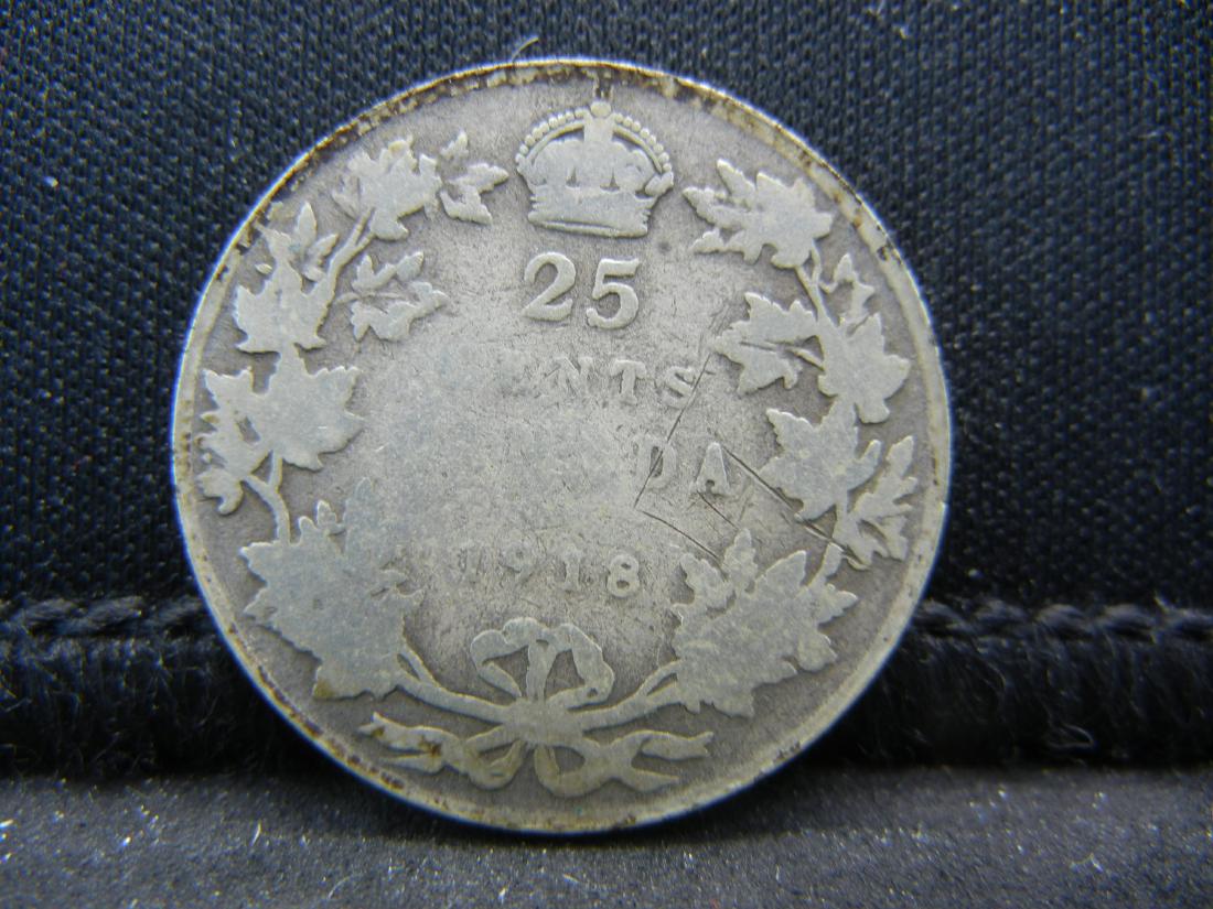 1918 Canada Sterling (92.5%) Silver Quarter.  Coin (1 of 2)