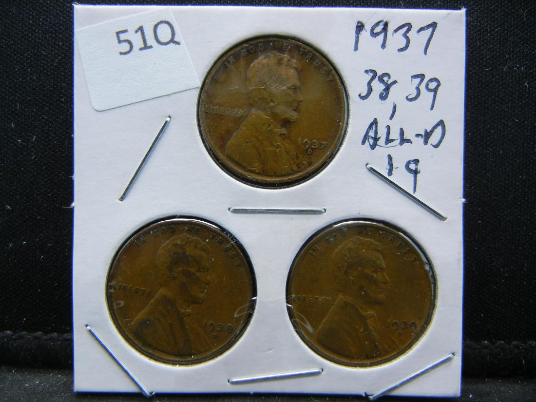 1937, 38, 39 All D Lincoln Wheat Cents (1 of 2)