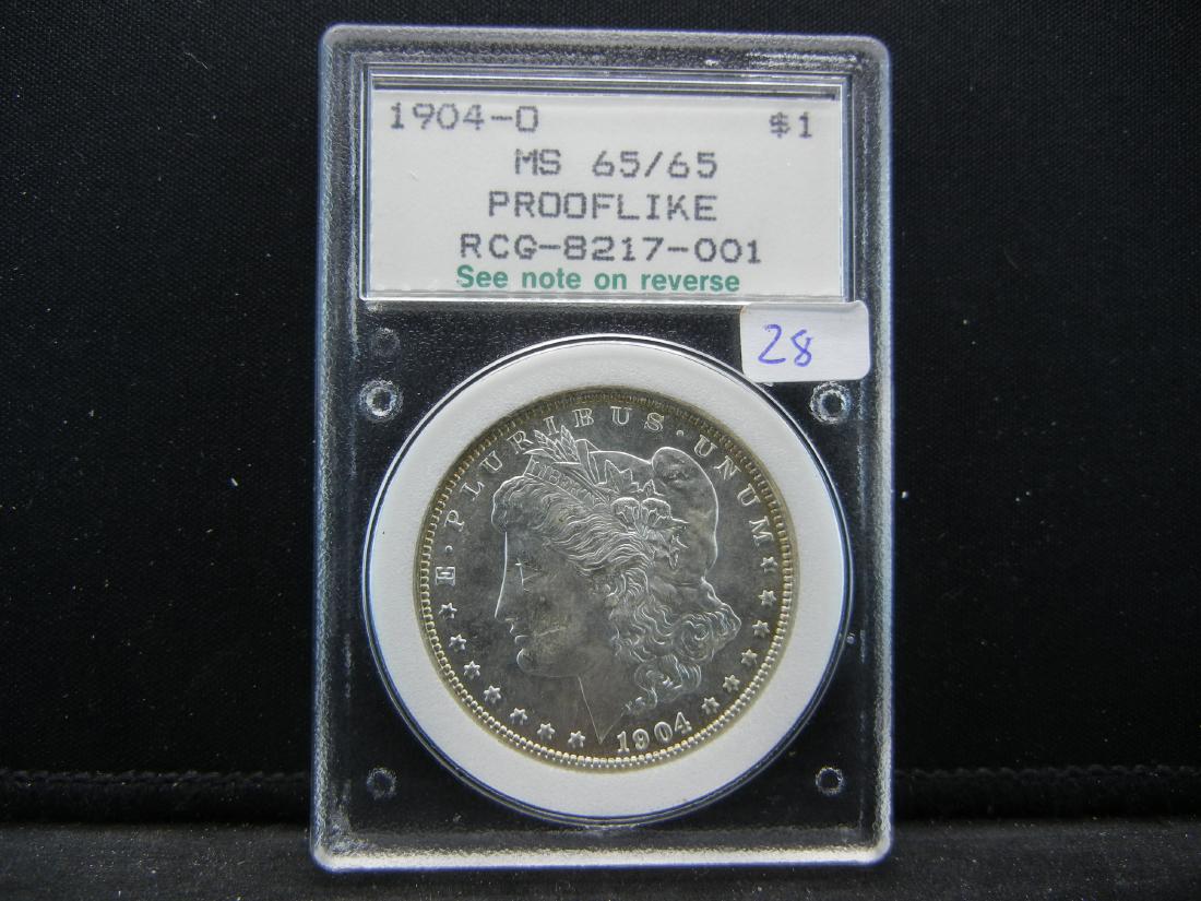 1904-O Morgan Dollar.   Slabbed by NCI back in the 80s. (1 of 4)