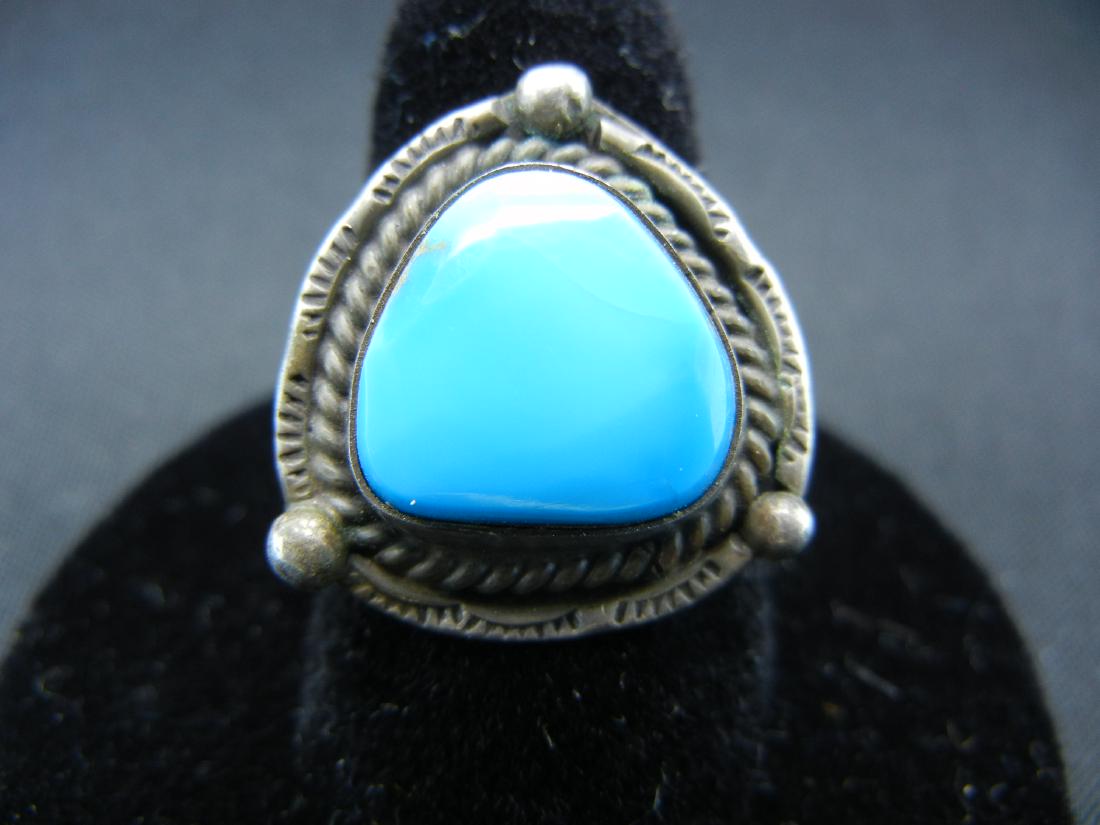 Old Pawn Turquoise Sterling Ring, Size 7.  Super (1 of 4)