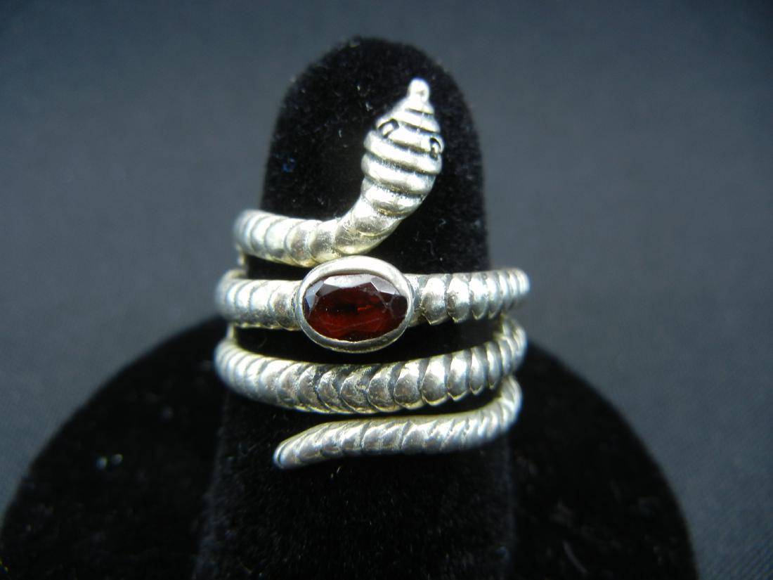 Sterling Snake Ring with red stone. (1 of 4)