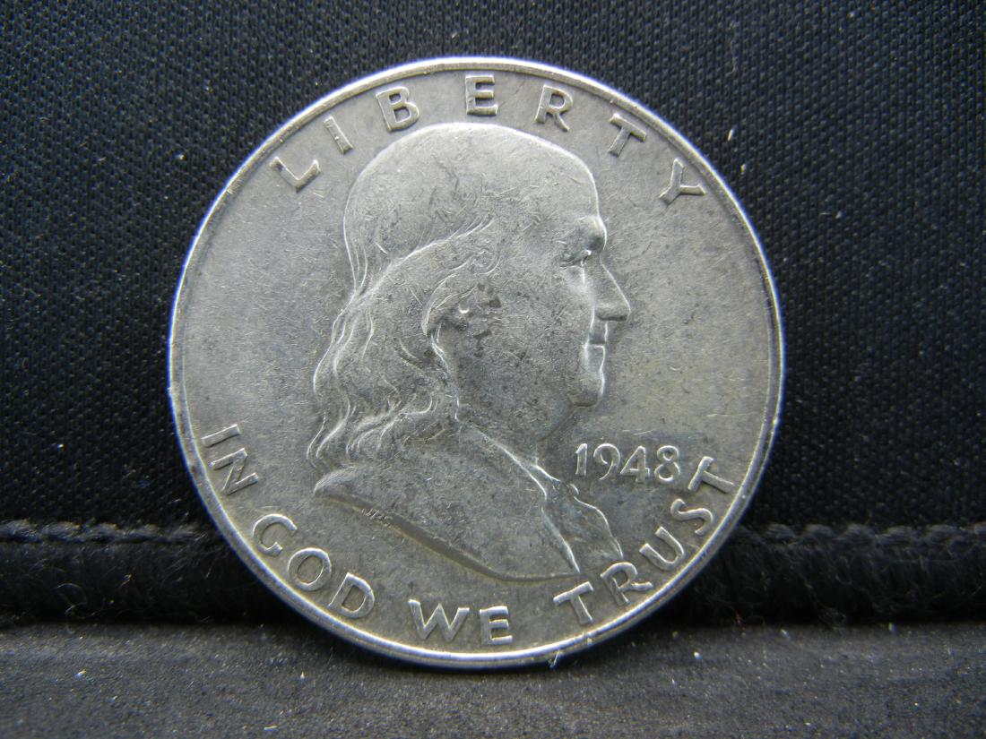 1948-D SILVER (90%) FRANKLIN, 1RST YEAR, (ONLY 4 MILL: 1948-D SILVER (90%) FRANKLIN, 1RST YEAR, (ONLY 4 MILL MINTED)!