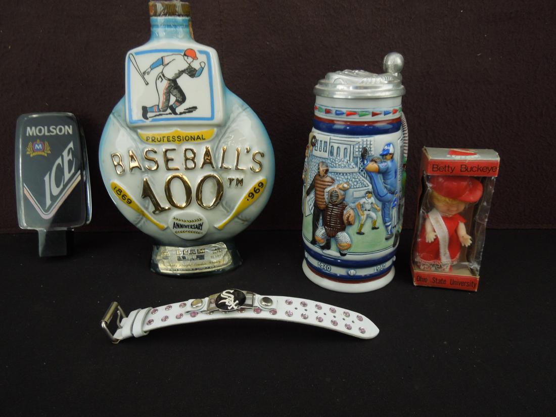 Jim Beam Baseball Bottle,  Avon BaseBall Stein, Molton (1 of 5)