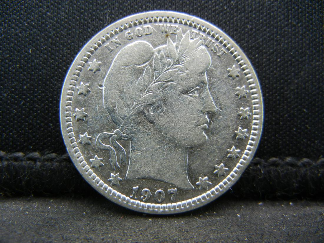 1907 Barber Quarter, Bold Liberty, High Grade. (1 of 2)