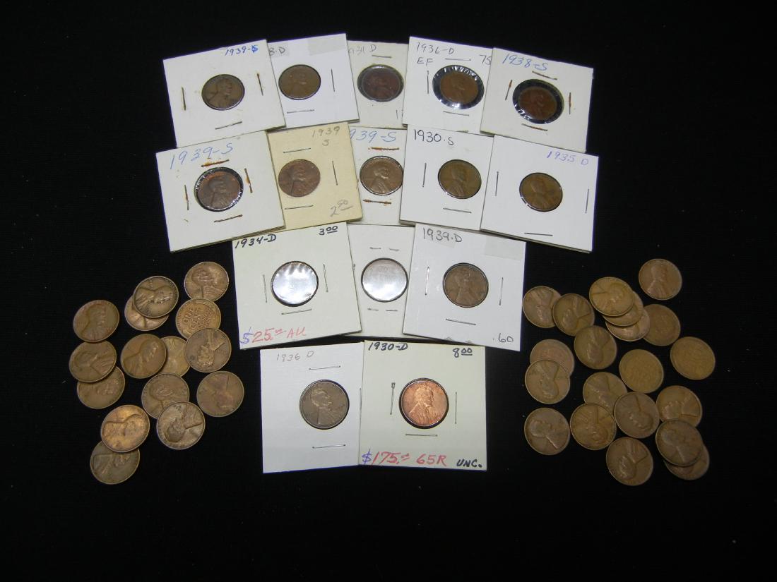 50 Mintmarked Wheat Cents all Dated in the Thirties. (1 of 6)