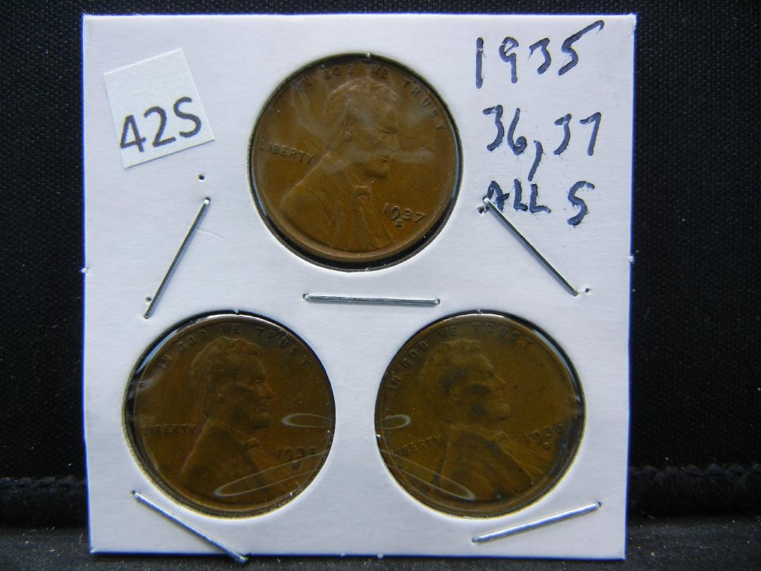 1935, 36, 37 (All S) Lincoln Wheat Cents (1 of 2)
