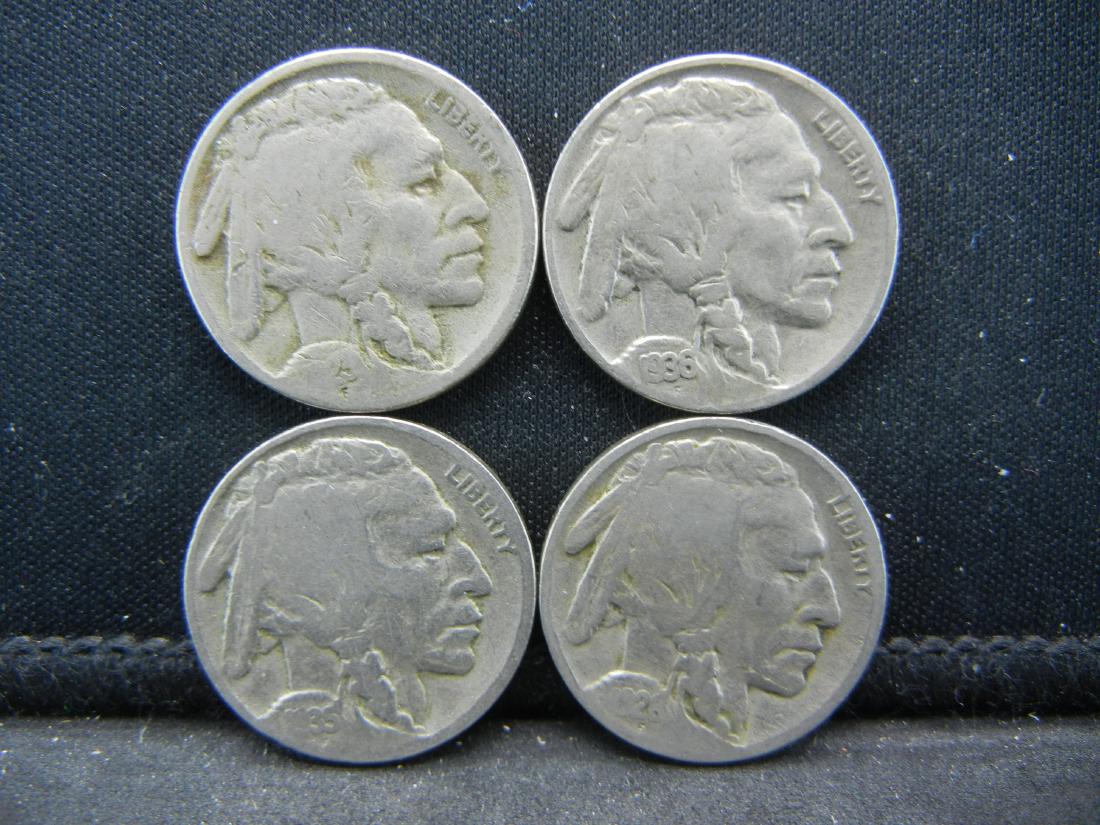 4 Buffalo Nickels Full Dates (1 of 2)