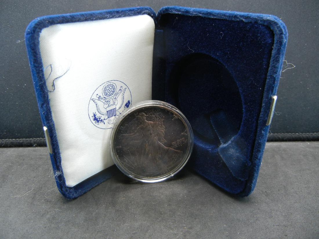 1991 Natural BLUE Toned Silver Eagle. MS70. Govt box. (1 of 3)