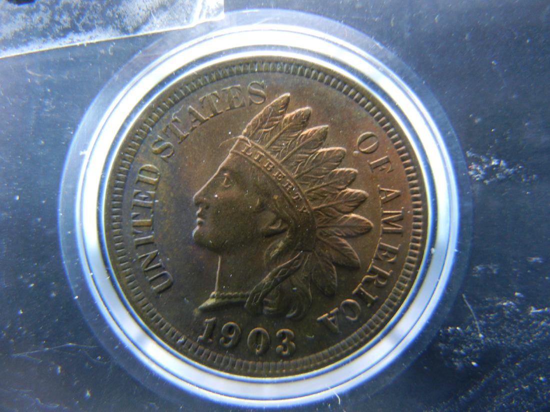 1903 Indian Head cent. MS65 TONED! Red/Brown Perfect (1 of 4)