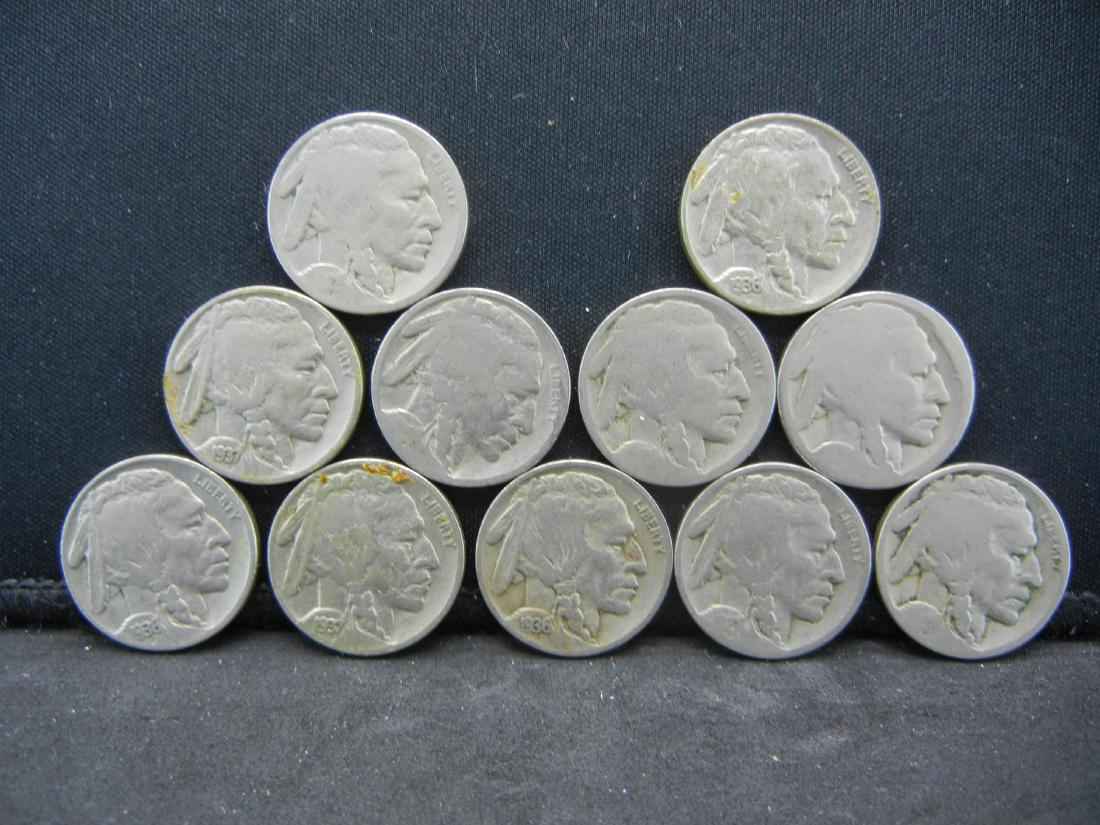 Lot of 11 Mixed Date Buffalo Nickels (1 of 2)