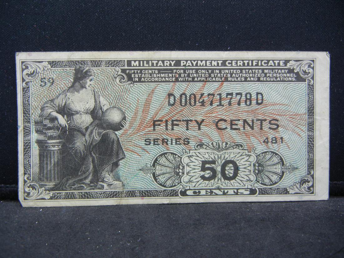 1951-54 50 Cents US Military Payment Certificate.  Very (1 of 2)