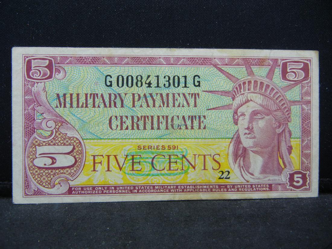 1961 Series 591 Nickel US Military Payment Certificate. (1 of 2)