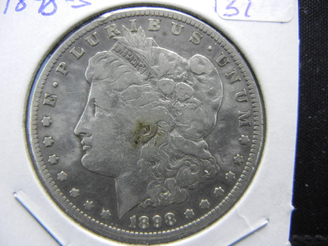 1898-S Morgan Dollar.   Fine, Very Fine.   Better Date. (1 of 3)