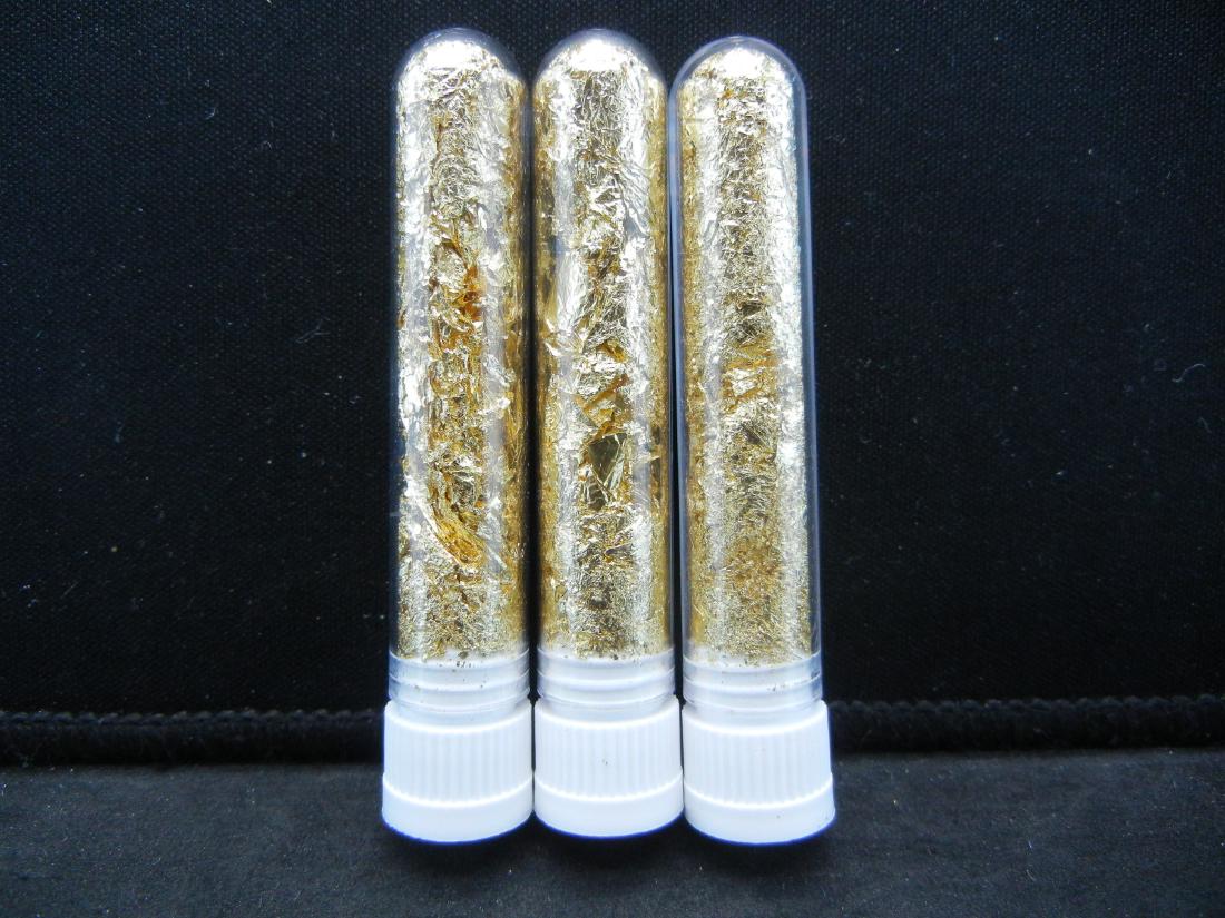 (3) Viles of 22k Gold Leaf Flakes, Can Be Sold: (3) Viles of 22k Gold Leaf Flakes, Can Be Sold Individually, Or Would Make Great Gifts!