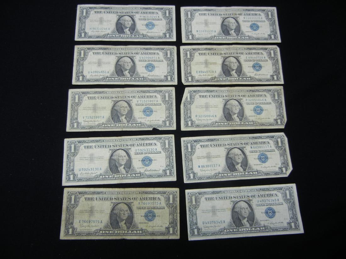 Ten 1957 One dollar Silver Certificates (1 of 8)