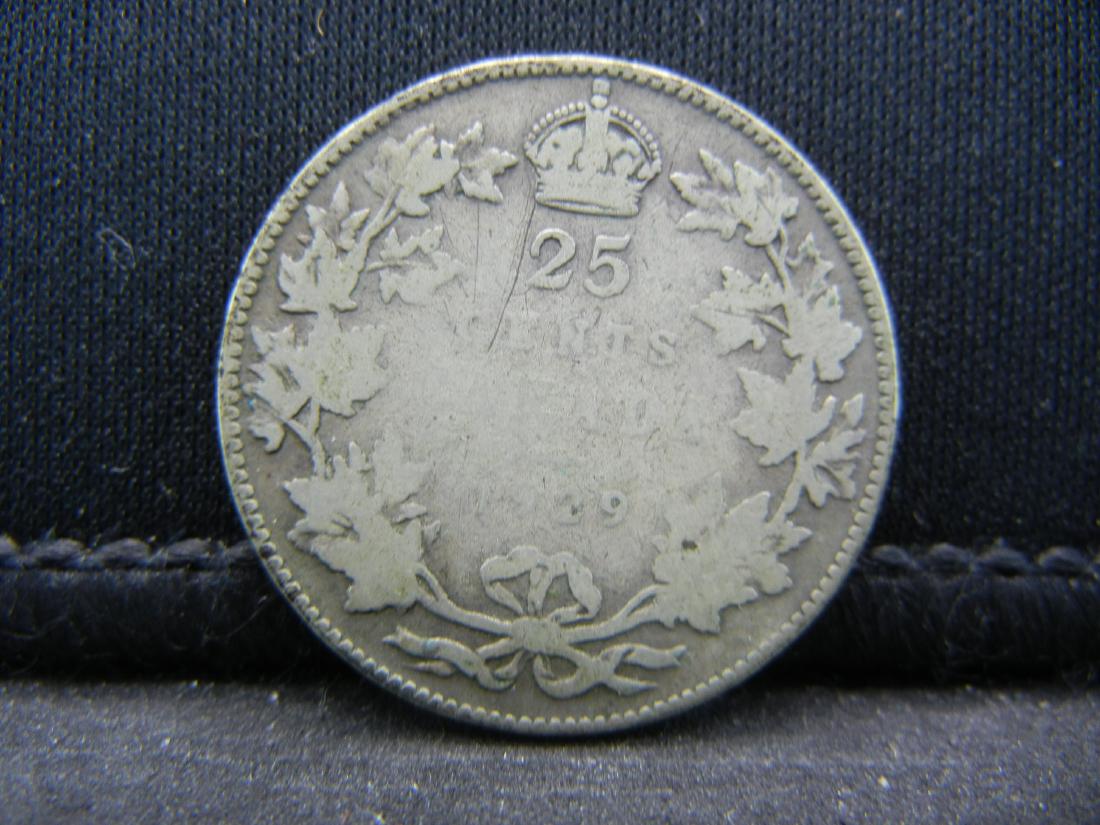 1929 Canada Sterling Silver (92.5%) Quarter.  Coin (1 of 2)