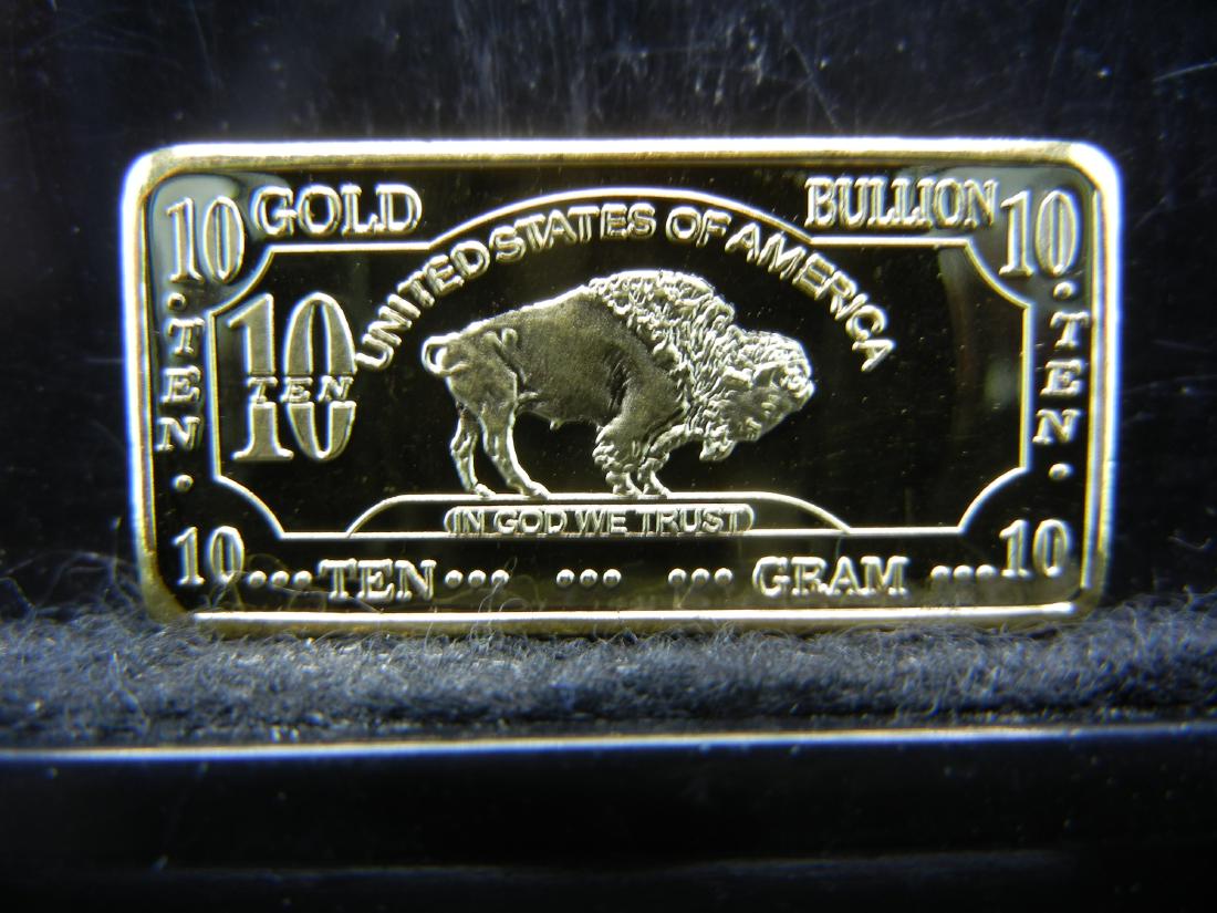 10 Gram 100 Mills .999 Fine Gold Buffalo Collector bar: 10 Gram 100 Mills .999 Fine Gold Buffalo Collector bar Clad