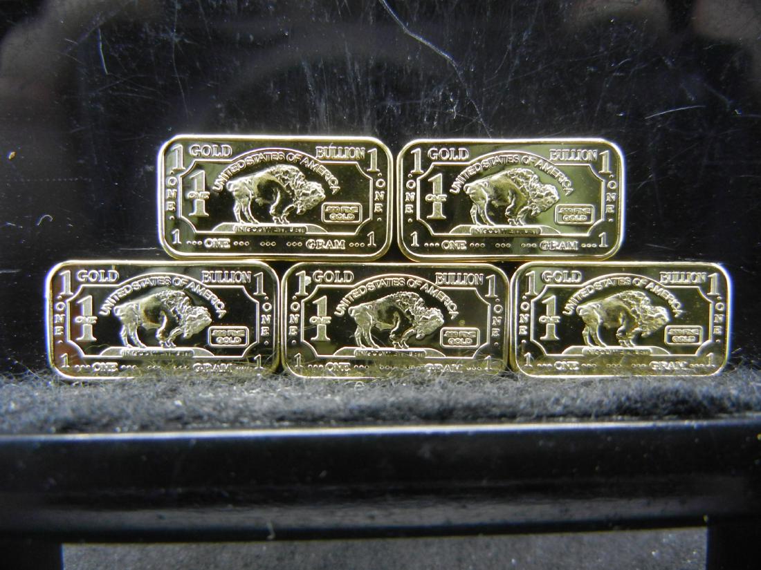 5 One Gram 100 Mills .999 Fine Gold Buffalo Collector: 5 One Gram 100 Mills .999 Fine Gold Buffalo Collector Bar