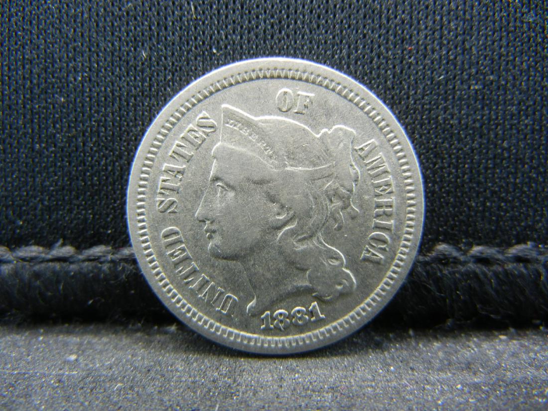 1881 Three Cent Nickel, Very Fine Condition. (1 of 2)