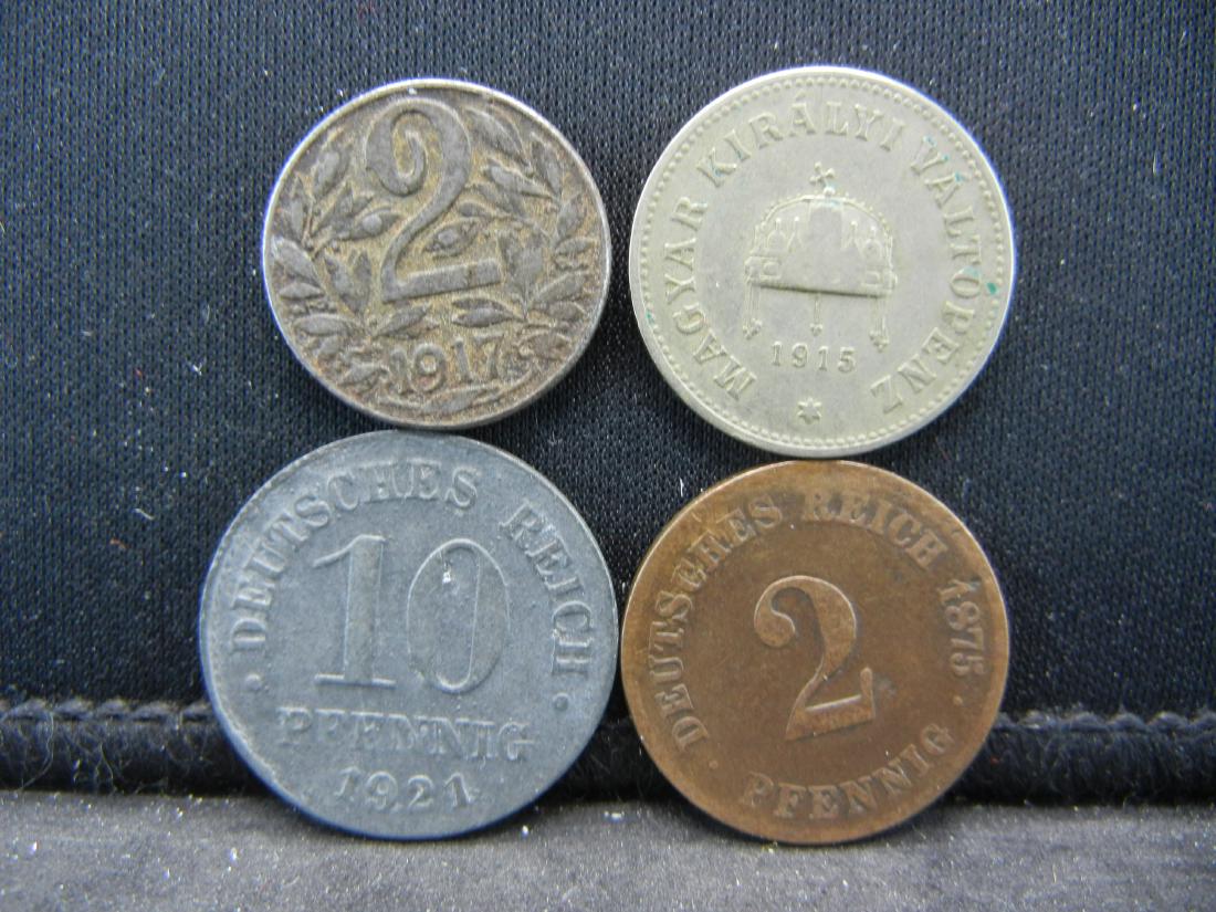 1917 2 Heller, 1875 2 Pfennig, 1921 10 Pfennig, 1915 10 (1 of 2)