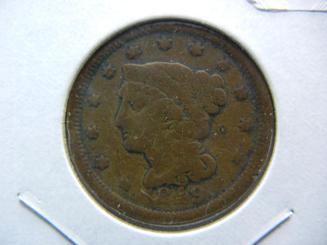 1849 Large Cent.   Very Good. (1 of 3)