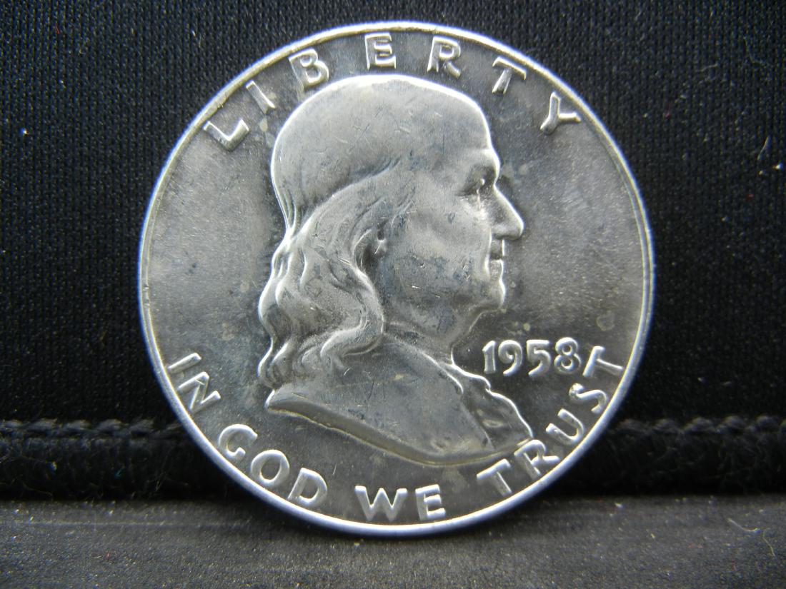 1958-D SILVER (90%) FRANKLIN HALF/UNCIRCULATED (LOOKS (1 of 2)
