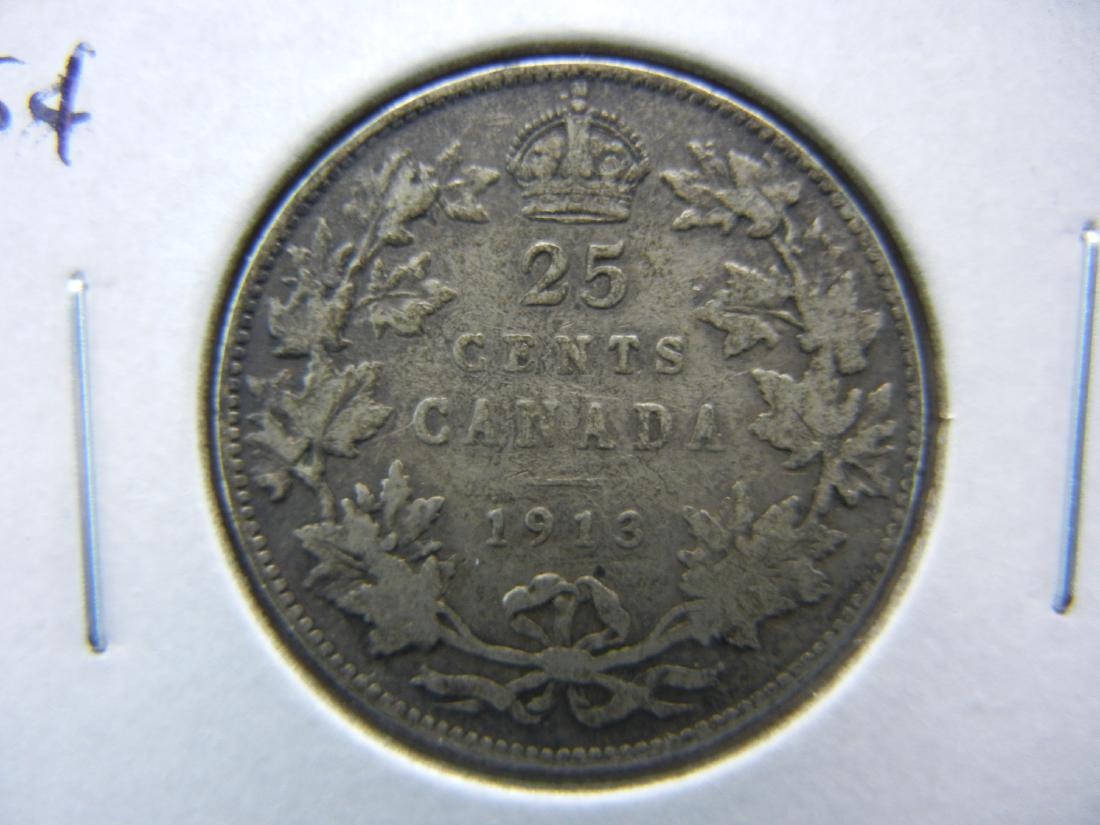 1913 Canada Quarter Dollar.  VF Details. (1 of 3)