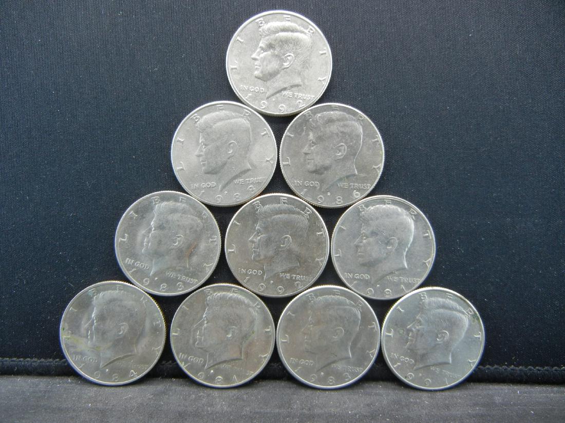 10 Mixed Dates Kennedy Half Dollars (1 of 2)