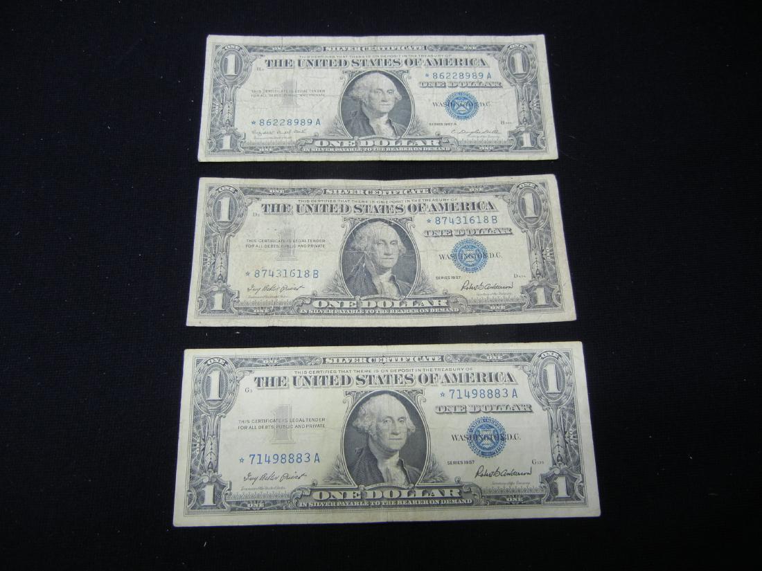(3)1957-A $1 US Silver Star Certificates (1 of 5)